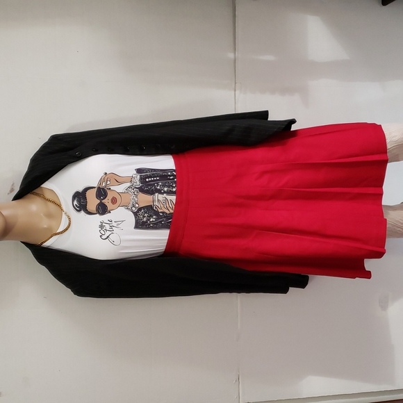 FUNDAMENTALS THINGS PLEATED HIGH WAIST SKATER SKIRT. - Picture 3 of 6